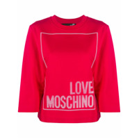 Love Moschino logo print round neck top - Vermelho