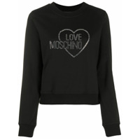 Love Moschino Moletom com aplicação de strass no logo - Preto