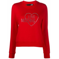 Love Moschino Moletom com aplicação de strass no logo - Vermelho