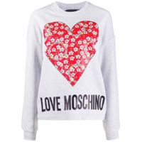 Love Moschino Moletom com estampa de logo - Cinza
