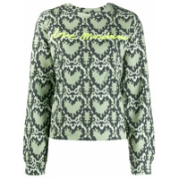 Love Moschino Moletom com logo e padronagem de coração - Verde