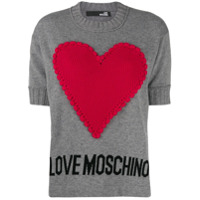 Love Moschino Suéter com aplicação de coração - Cinza