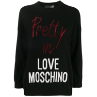 Love Moschino Suéter com logo e aplicações de strass - Preto