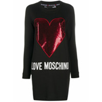 Love Moschino Vestido com logo de paetês - Preto