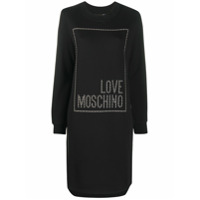 Love Moschino Vestido com logo de tachas - Preto