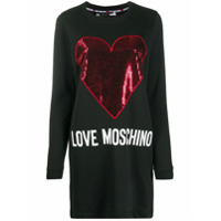 Love Moschino Vestido de moletom com logo de coração - Preto