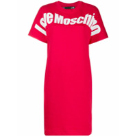 Love Moschino Vestido de tricô com estampa de logo - Vermelho