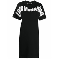 Love Moschino Vestido decote careca com estampa de logo - Preto