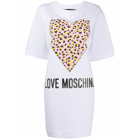 Love Moschino Vestido reto com estampa de coração - Branco