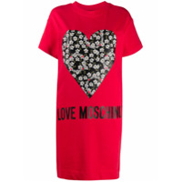 Love Moschino Vestido reto com estampa do logo e coração - Vermelho