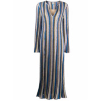M Missoni Vestido gola V de tricô com listras - Azul