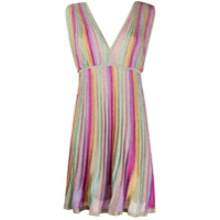 M Missoni Vestido metalizado com pregas e listras - Rosa