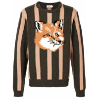 Maison Kitsuné Suéter Fox de tricô com listras - Verde