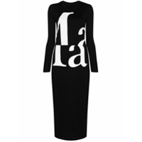 Maison Margiela Vestido midi de tricÃ´ com estampa de logo - Preto
