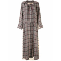 Maison Mihara Yasuhiro Vestido longo com mix de padronagens - Marrom