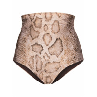 Mara Hoffman Calcinha de biquíni Bobbi com estampa pele de cobra - Marrom