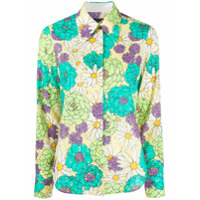 Marc Jacobs Camisa de seda com estampa floral e fios metálicos - Verde