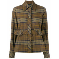 Marc Jacobs plaid belted waist shirt - Marrom