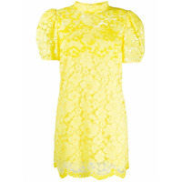 Marc Jacobs Vestido gola alta ampla com renda floral - Amarelo