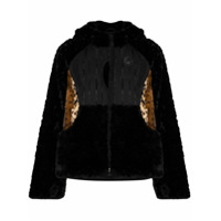 Marine Serre Jaqueta com capuz e pelos - Preto