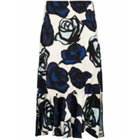 Marni Saia com babados e estampa floral - Branco