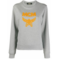 MCM Moletom de algodão com estampa de logo - Cinza