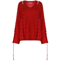 McQ Swallow oversized v-neck jumper - Vermelho