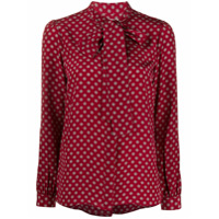 Michael Michael Kors Blusa com amarração na gola e estampa - Vermelho