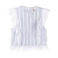 Michael Michael Kors Blusa com listras e acabamento de renda - Branco