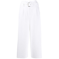 Michael Michael Kors Calça cropped de crepe com cinto - Branco