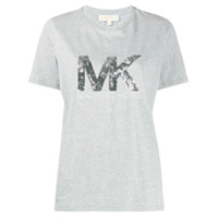 Michael Michael Kors Camiseta metalizada com logo de paetê - Cinza