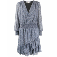 Michael Michael Kors Vestido reto mangas longas com estampa floral - Azul