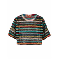 Missoni Mare Camiseta cropped de crochê listrado - Preto