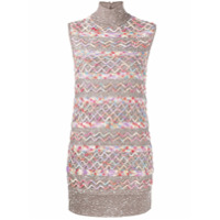 Missoni Vestido gola alta de tricô com padronagem chevron - Rosa