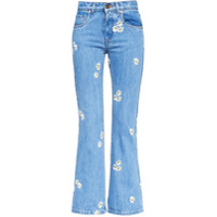 Miu Miu Calça jeans com bordado floral - Azul