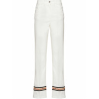 Miu Miu Calça jeans cropped com bordado floral - Branco