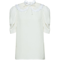Miu Miu lace-trim short-sleeve blouse - Branco