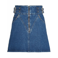 Miu Miu Saia jeans com detalhe de fivela - Azul