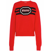 Miu Miu Suéter com padronagem de logo - Vermelho