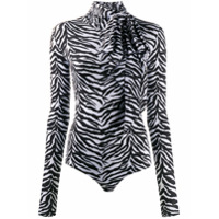 MM6 Maison Margiela zebra print bodysuit - Preto