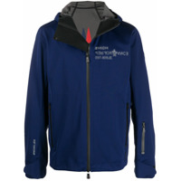 Moncler Grenoble logo print zip-up jacket - Azul