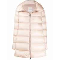 Moncler Jaqueta matelassê gola alta com patch de logo - Neutro