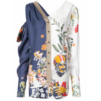 Monse Camisa de seda assimétrica com estampa floral - Estampado