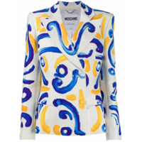 Moschino Blazer com abotoamento duplo e estampa - Branco