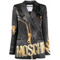 Moschino Blazer com estampa de zíper - Preto