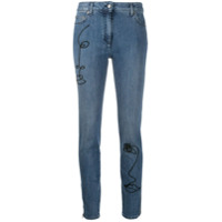 Moschino Calça jeans skinny com bordado Cornely - Azul