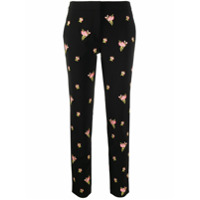 Moschino Calça reta com bordado floral - Preto