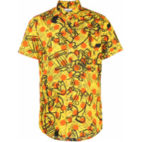Moschino Camisa com estampa de jornal e poás - Amarelo