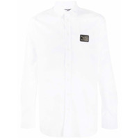 Moschino Camisa de algodão com placa de logo - Branco