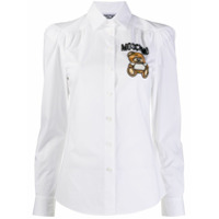 Moschino Camisa de algodão stretch com bordado - Branco